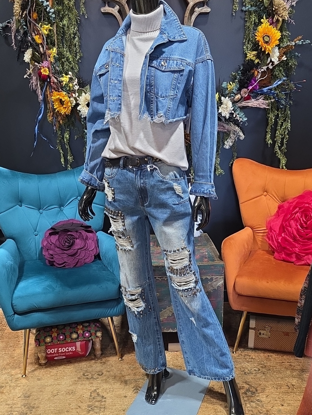 Disclosure Distressed & Embellished Jeans